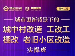 城市更新戰(zhàn)略實操班之城中村改造、工改共、棚改、老舊小區(qū)改造課題開課安排